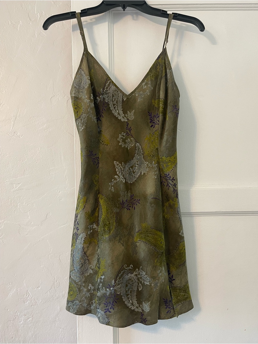 Victoria's Secret Olive Green Paisley Slip Dress